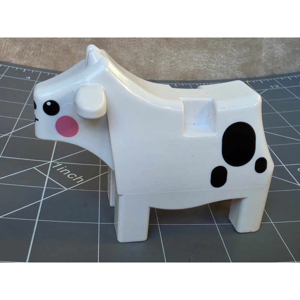 Little Tikes Cow Figure White Black Spotted Plastic Toy Replacement